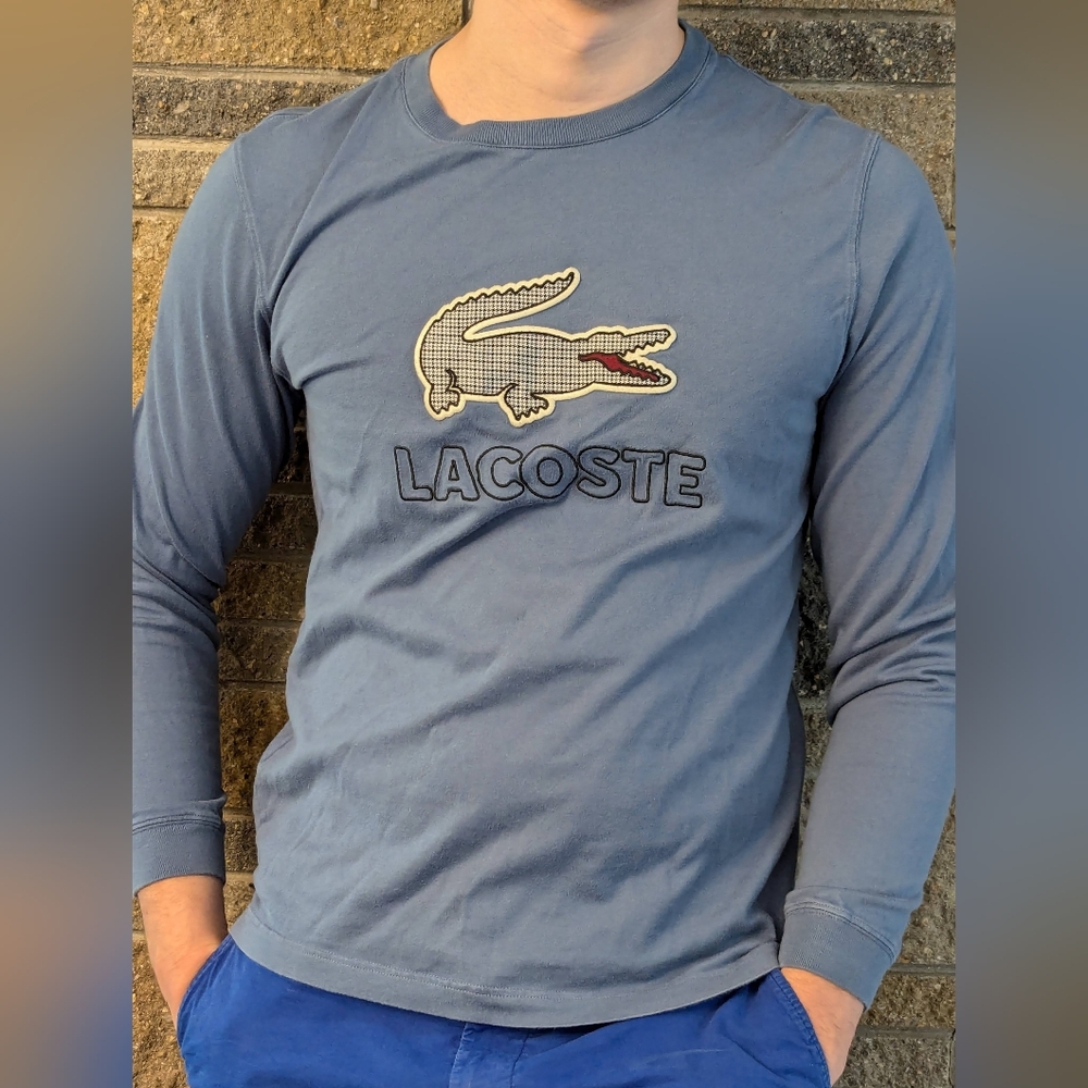 Long sleeve Lacoste Tshirt light blue